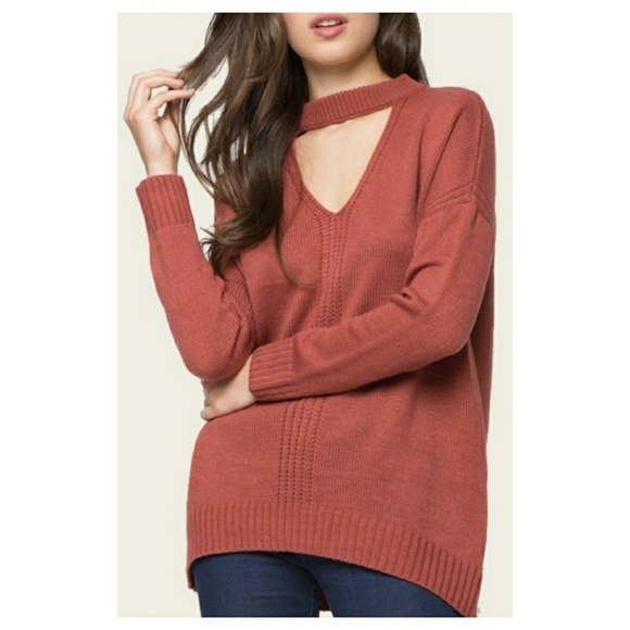 Sweaters - Clearance brick knit choker neck sweater